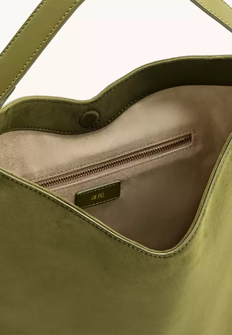 Aria Faux Suede Shoulder Bag - Olive