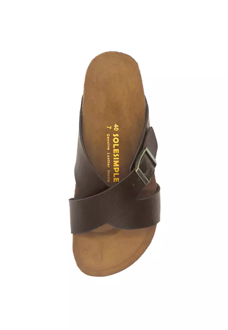 Frankfurt - Dark Brown Leather Sandals & Flip Flops