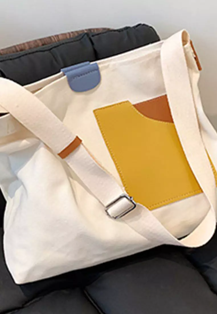 Versatile Casual Patchwork Canvas Diagonal Bag CA22021624W