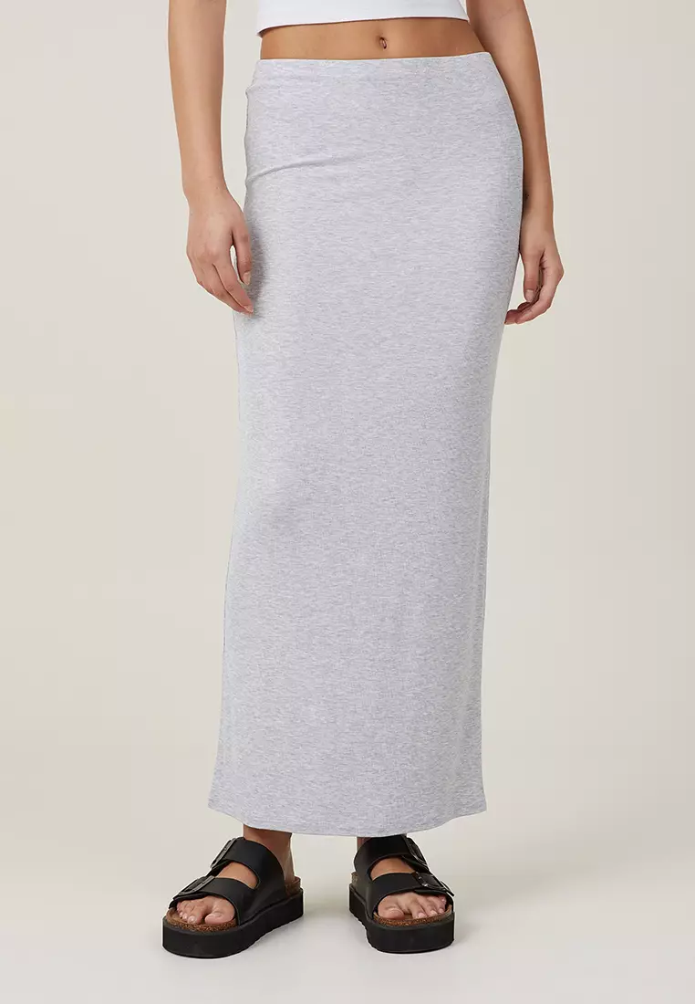 Grey ribbed maxi outlet skirt