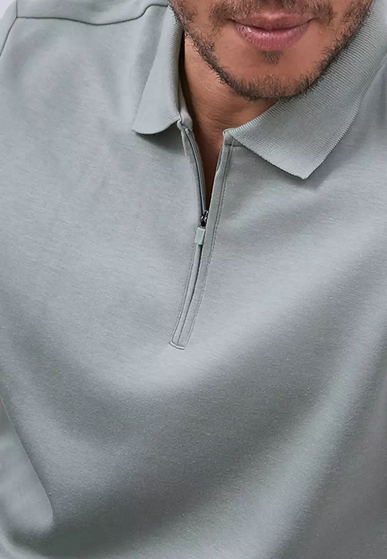 MANZONE - Polo Shirt Lengan Pendek Pria Grim 5 Slim Fit - Light Green Warna Green_Light