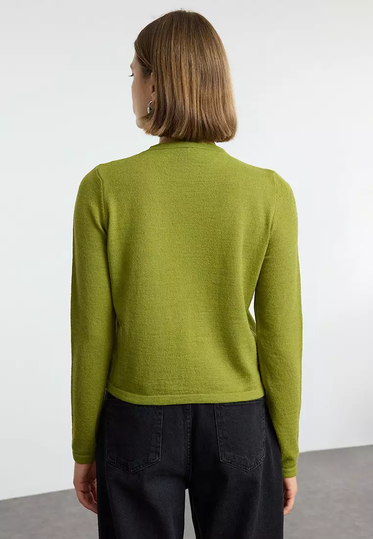 Green Wool Knitted Cardigan Twoaw25Hi00049