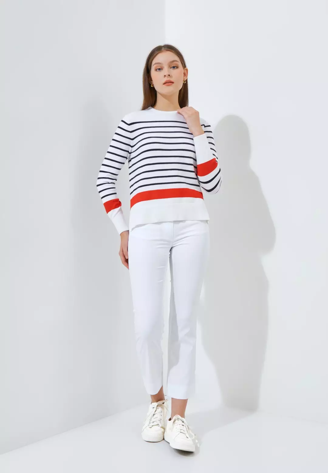 Jack Nicklaus Ebony Premium Chevron Sweater Women's Bright White