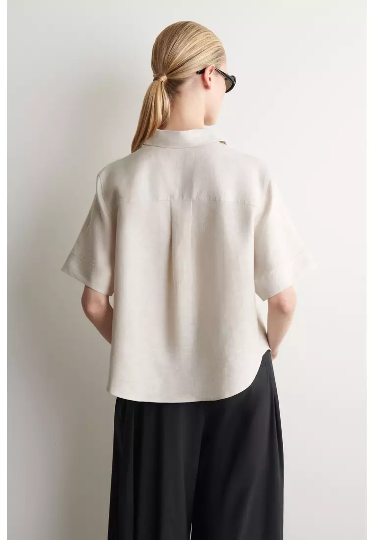 OVERSIZED SHORT-SLEEVED LINEN SHIRT