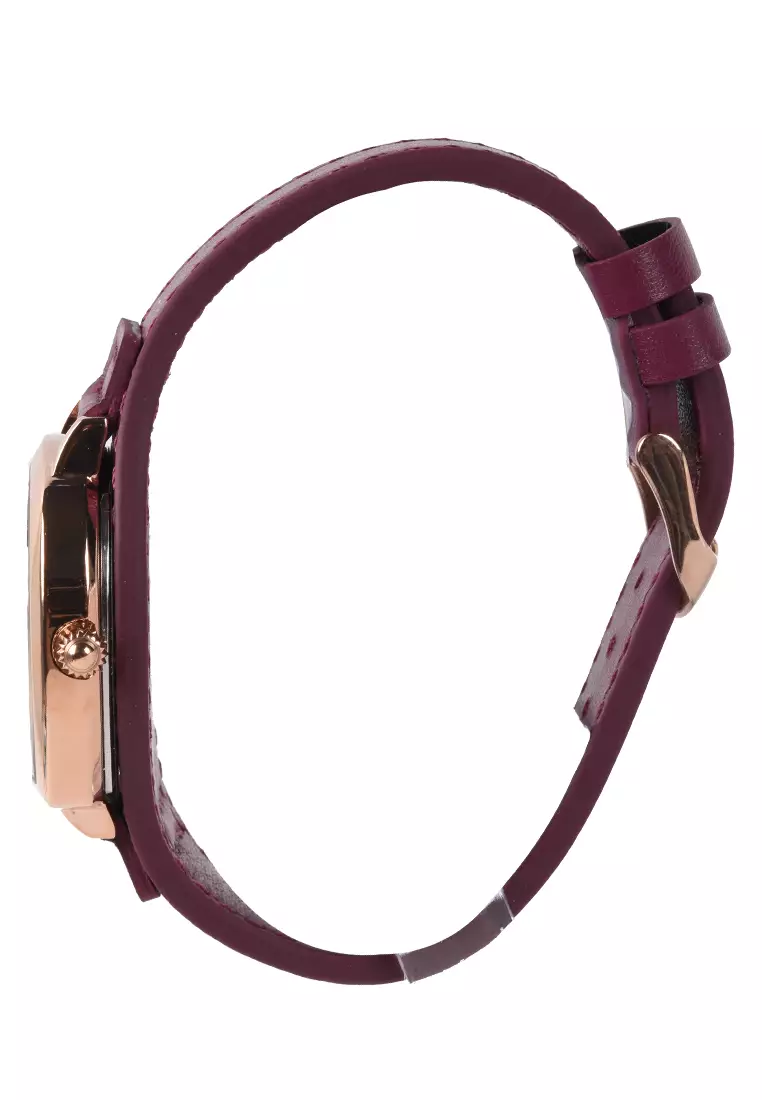 Bonia - Jam Tangan Wanita - Rosegold - Purple Leather Strap - BNB10653-2577
