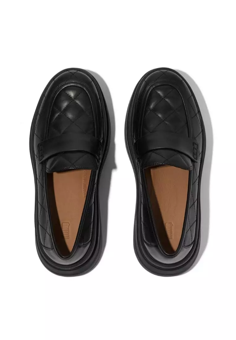 F-Mode Stack Quilted-Leather Loafers