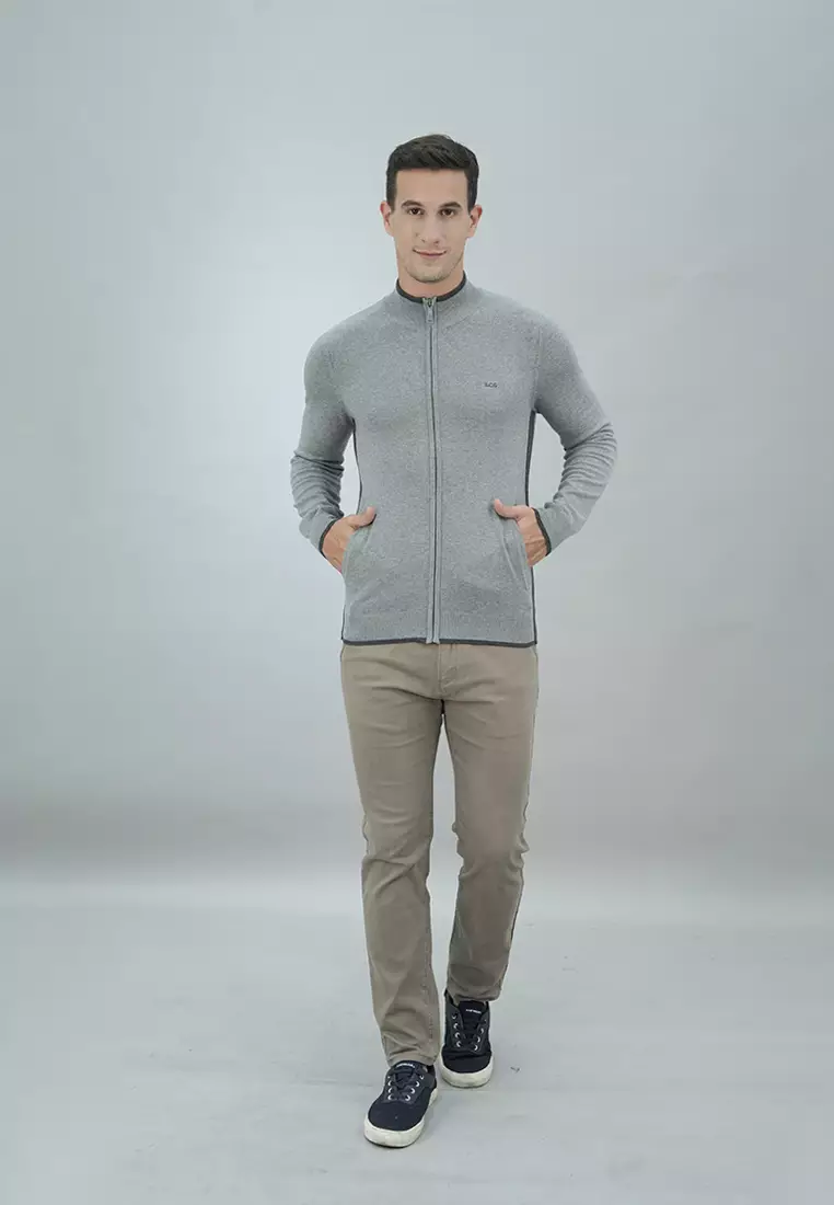LGS - Sweater Casual Pria Lengan Panjang Warna Abu-Abu - CST.260.D064.39.C