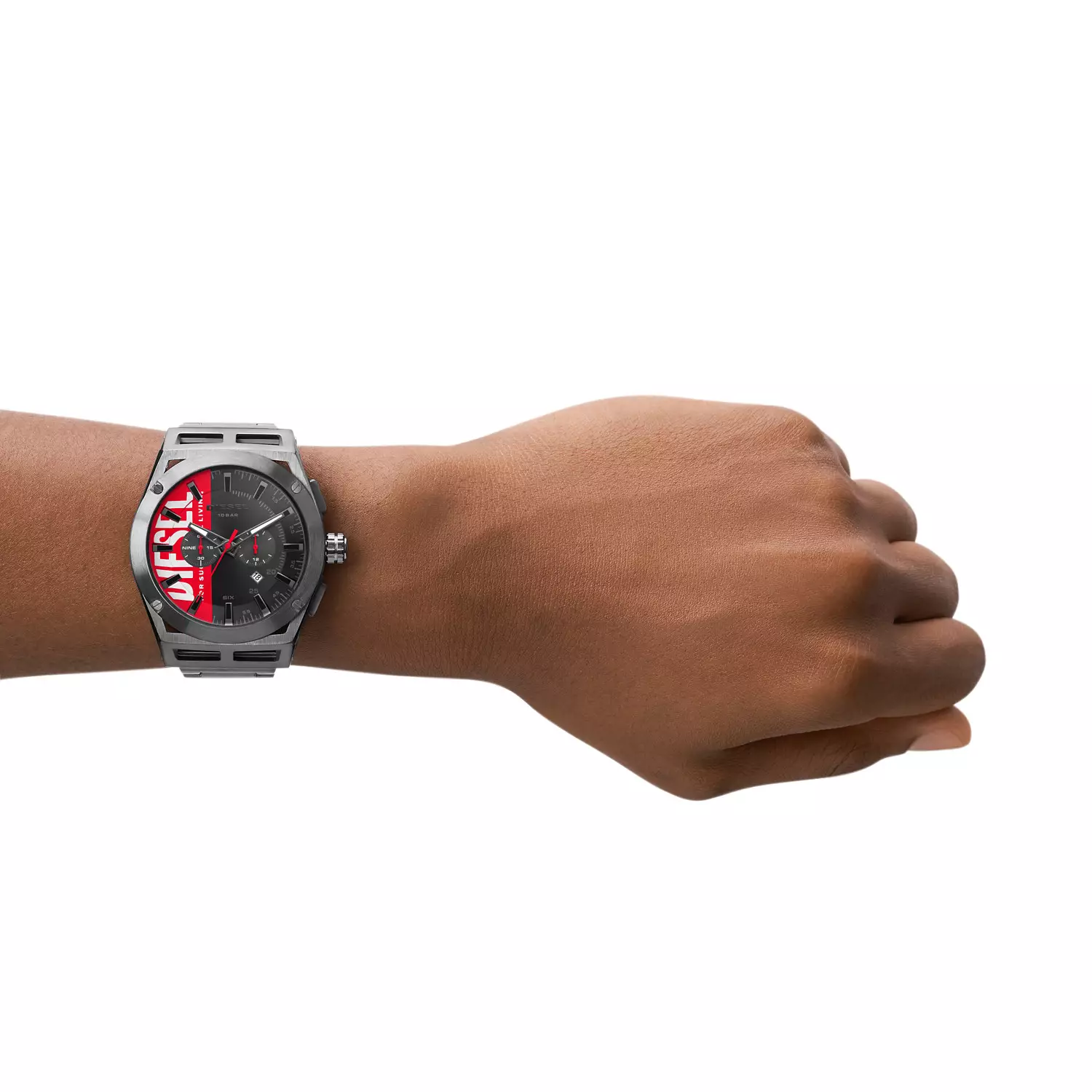 Diesel Timeframe Chrono Gunmetal-Tone Stainless Steel Jam Pria-DZ4598