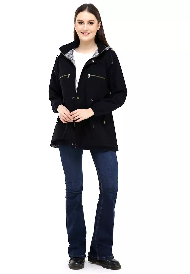 Hardwin Jaket Wanita Adventure Casual Longsleeve Jacket Outer Material Baby Canvas ORIGINAL - Black