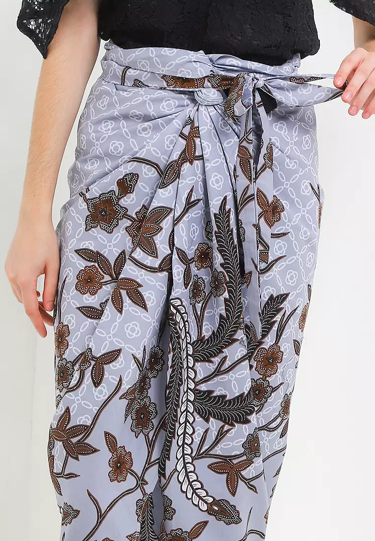 Rok Lilit Wanita Kondangan Batik Instant Emira Grey