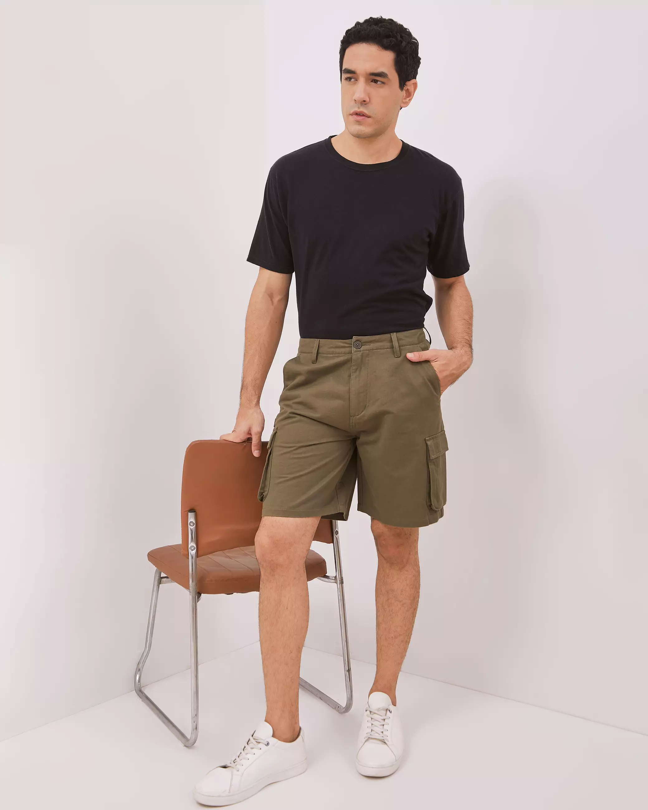 AMK Celana Pria Cargo Pendek PT Stanley Sp Olive