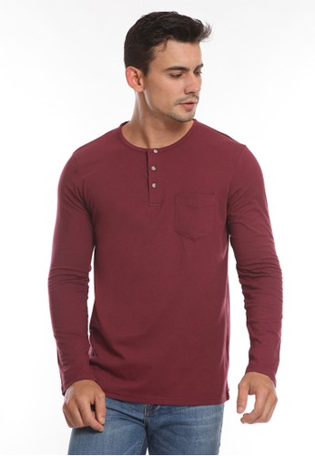 Men's Top red LILLAC-MAROON LS T-Shirt 41D28AA3929949GS_1