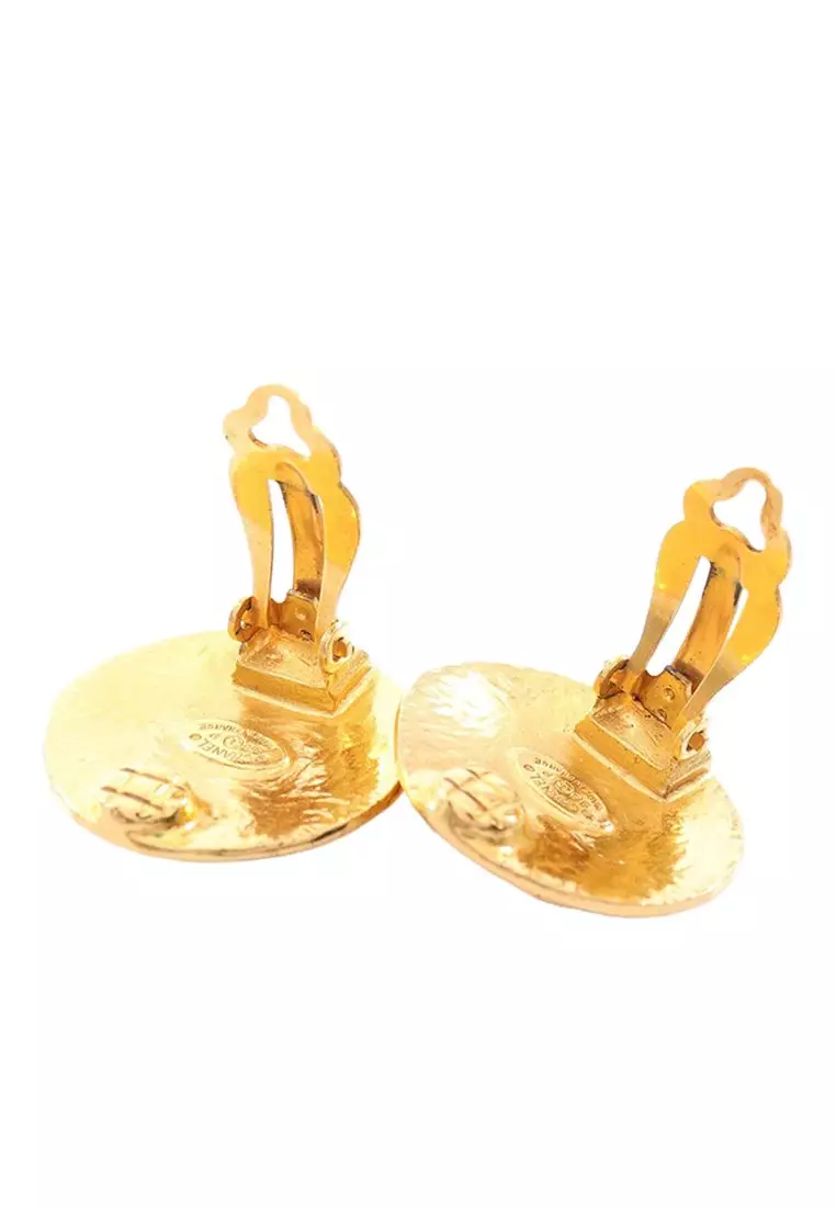Pre-Loved Chanel Cc Gold Plated Round Clip On Earrings