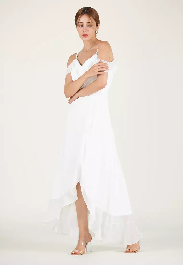 露肩长款连衣裙