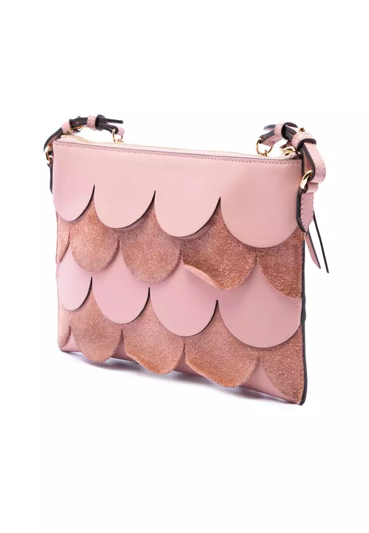 Pre-Loved Burberry Scalloped Leather And Suede Peyton Crossbody