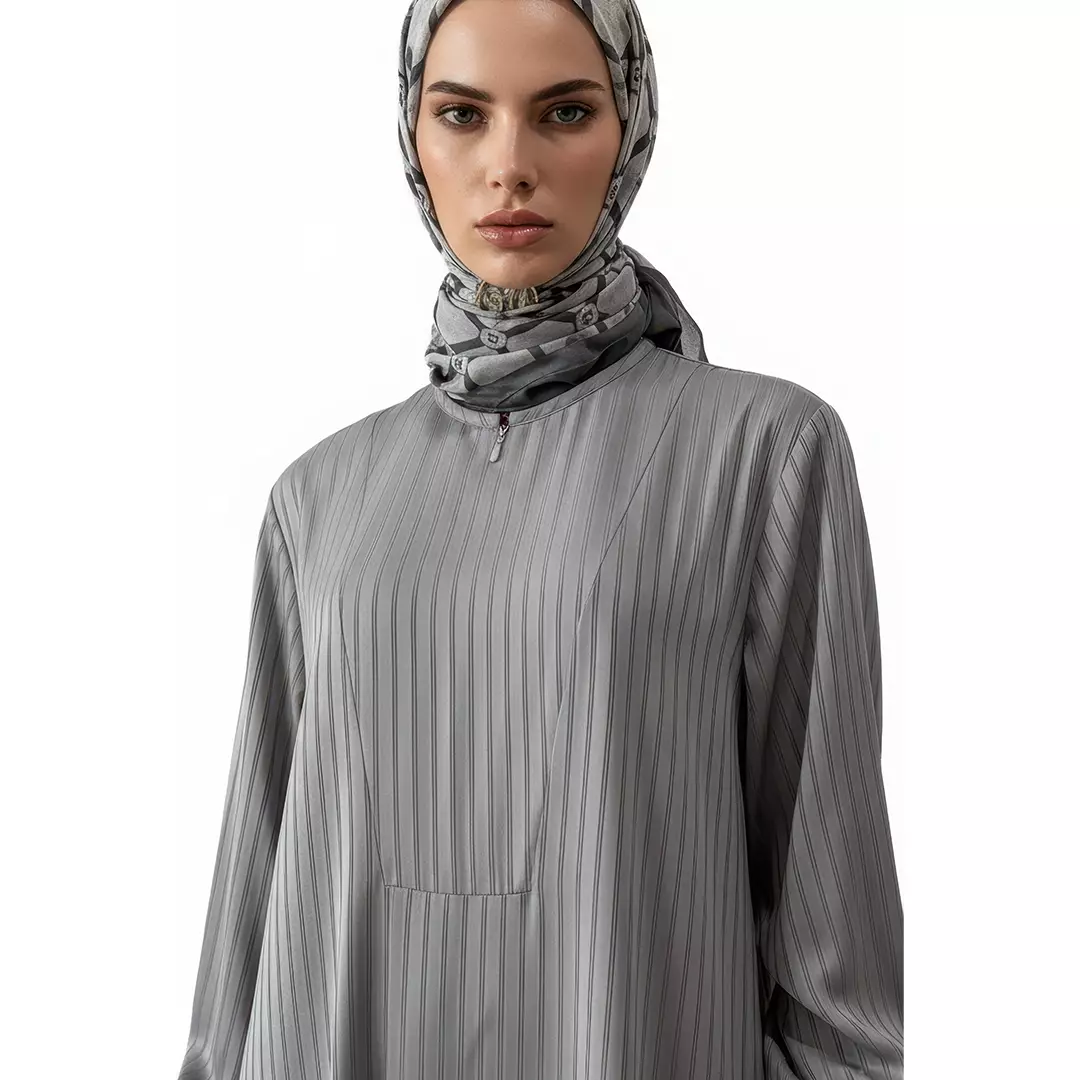 Rabbani - Dresslim Muslim Wanita Dewasa Lengan Panjang Alistha Exclusive - Light Grey