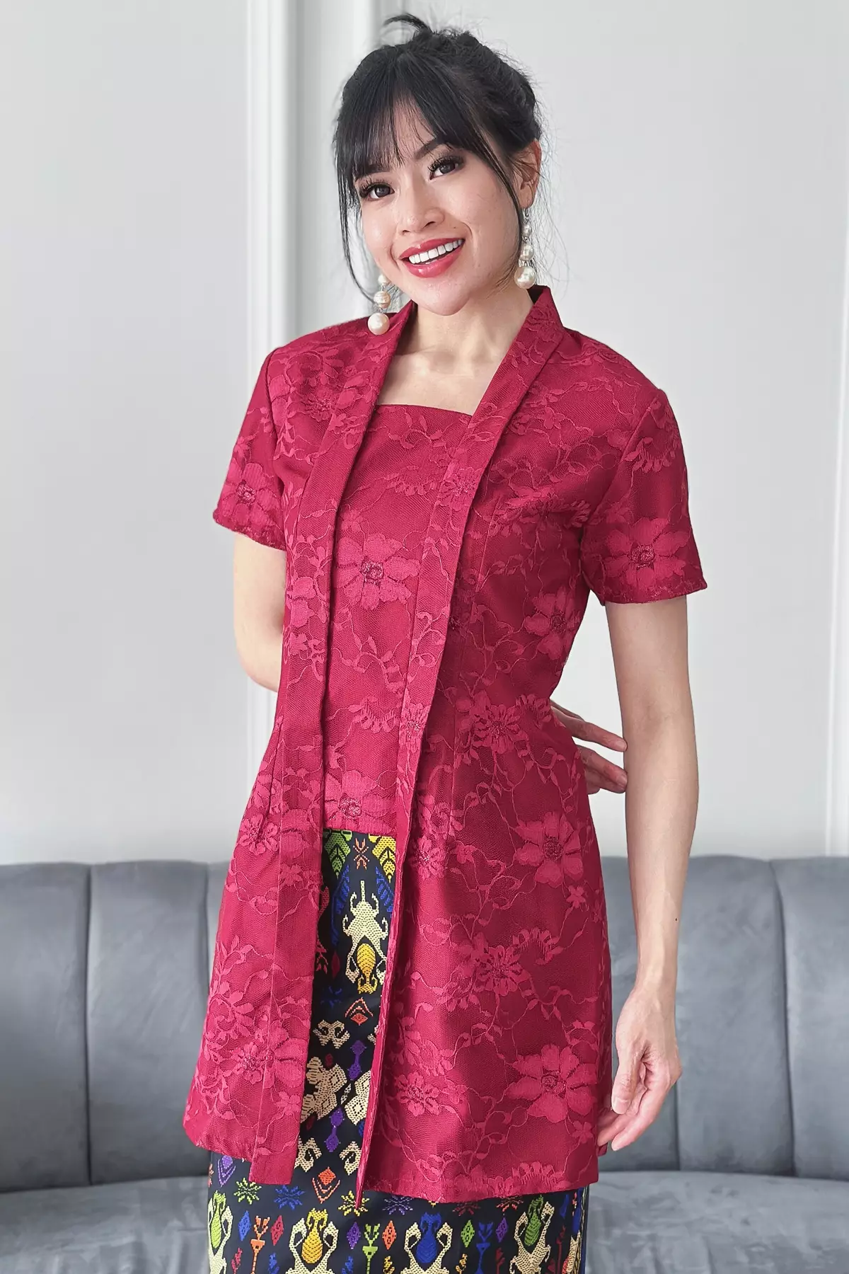 Chandani Maroon Kebaya Panjang