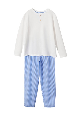 MANGO KIDS white Cotton Long Pyjama Set CACB2KA20B2A71GS_1