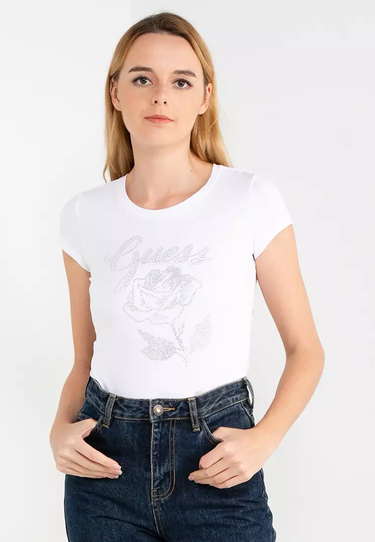 Buy Guess Rose Logo Tee 2023 Online ZALORA Singapore