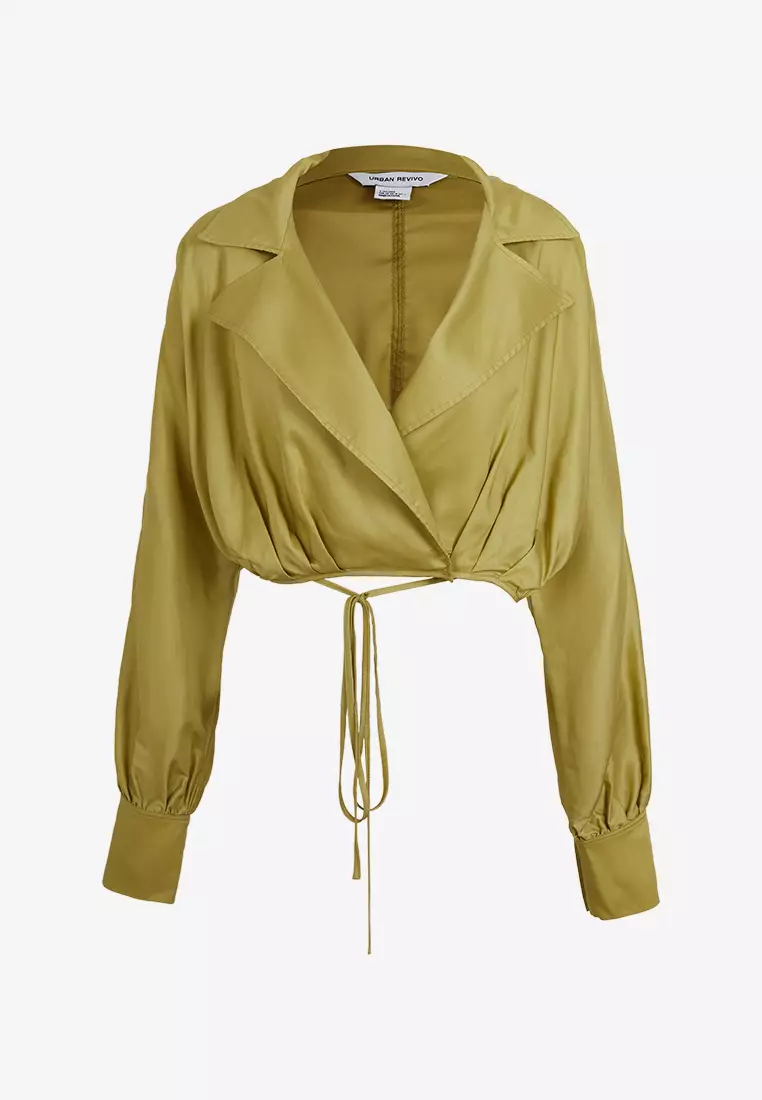 Lapel Collared Cropped Shirt
