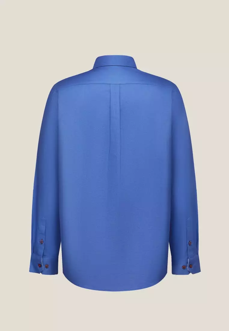 G2000 Wrinkle Free Cotton Oxford Relax Fit Long Sleeve Casual Shirt With Logo