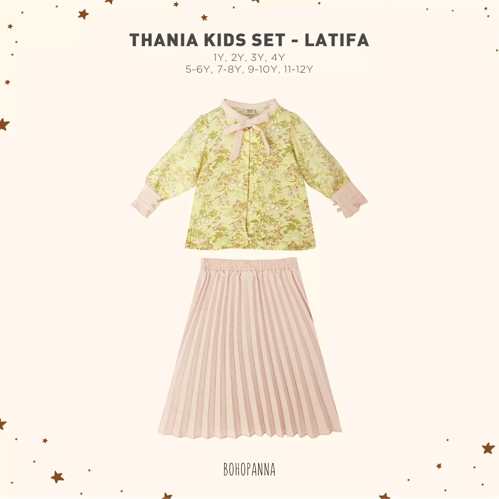 BOHOPANNA - RAYA COLLECTION - THANIA KIDS SET - SETELAN MUSLIM ANAK