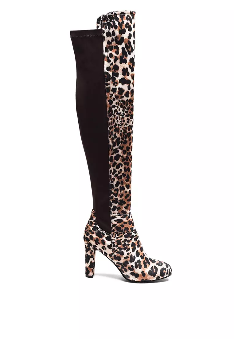 Buy London Rag High Low Over The Knee Animal Print Boot Online