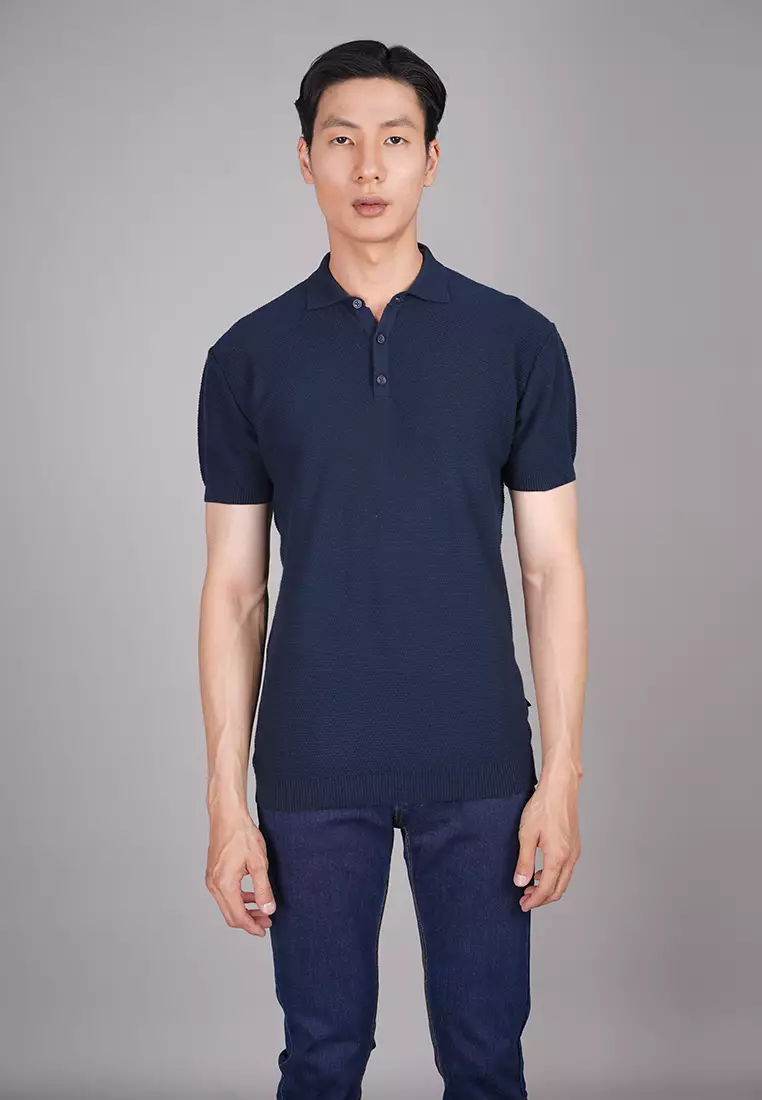 Johnwin - Polo Sweater - Kaos Polo - Bahan Sweater - Putih ASW