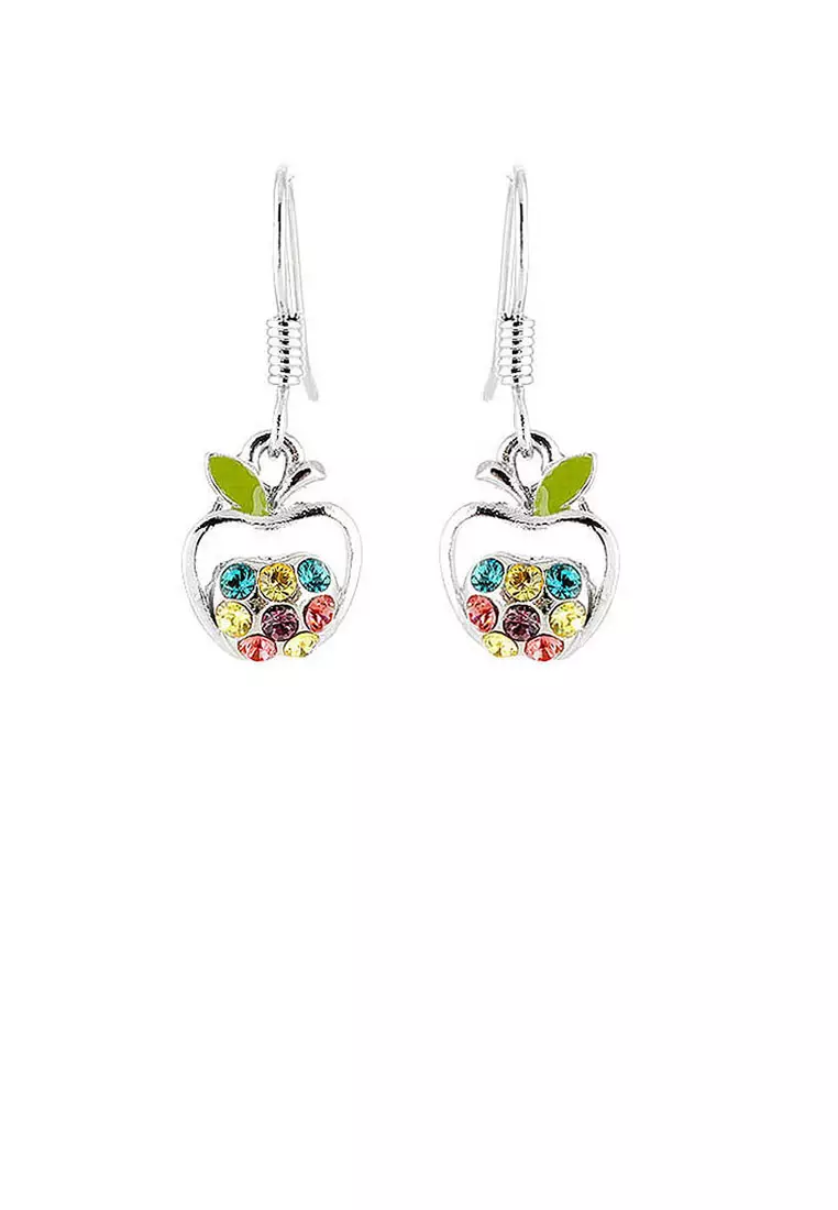 Apple Earrings with Multi Color Austrian Element Crystals