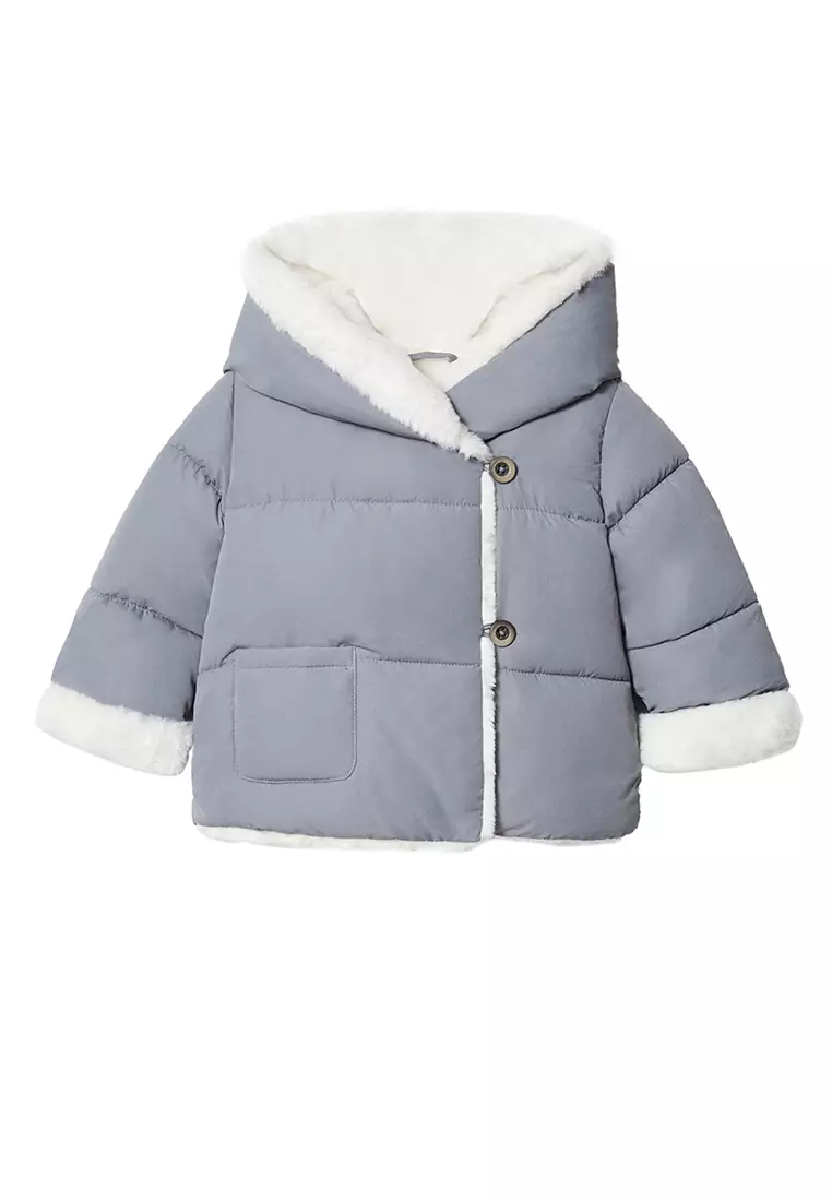 MANGO BABY Padded Anorak Jacket With Shearling Lining 2024 Buy