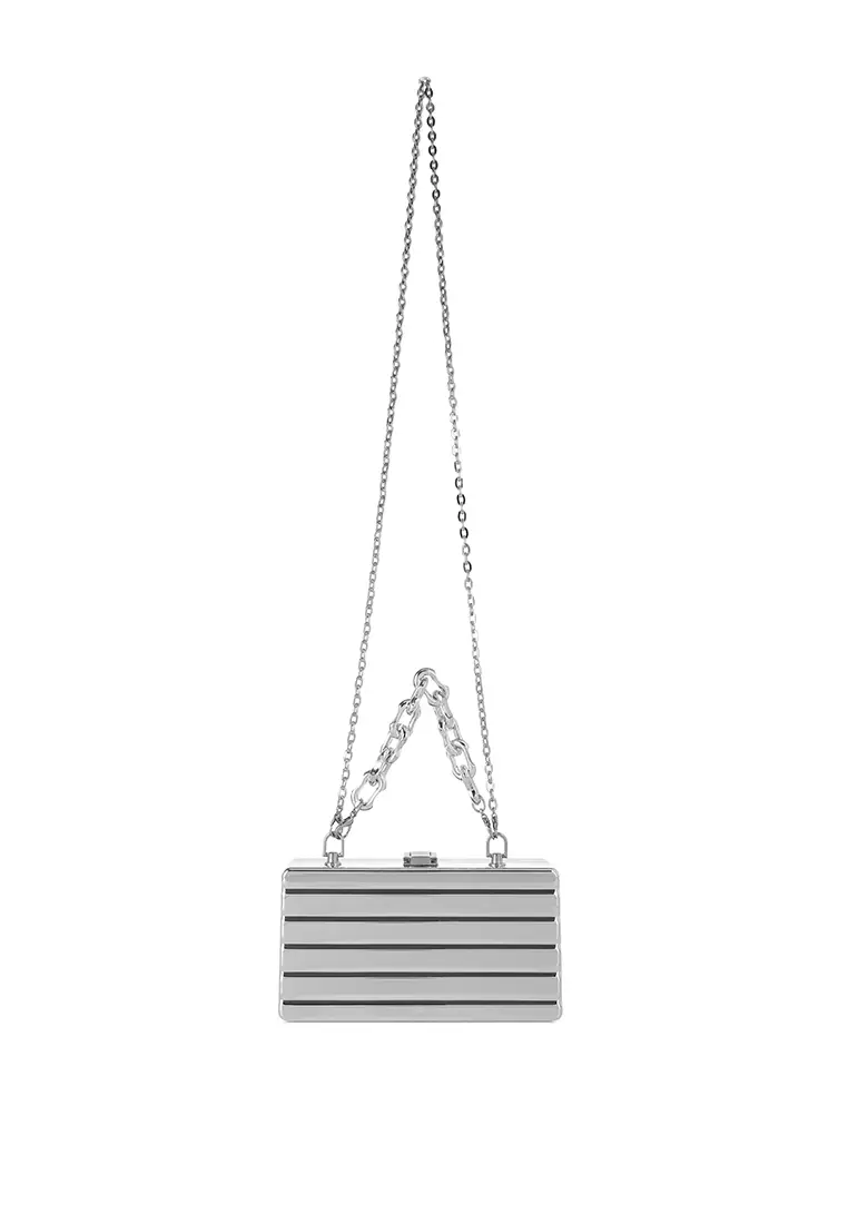 Silver Metallic Mini Box Purse