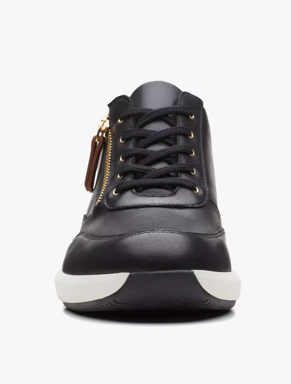 Clarks Un Rio Zip Women's Sneakers- Black Leather - Black