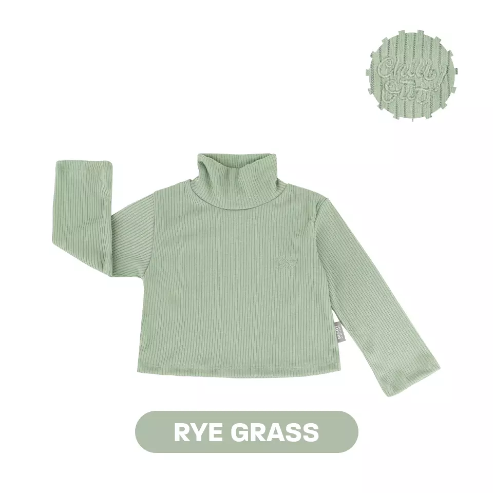 Mooi Atasan Anak Turtle Neck Top - Rye Grass