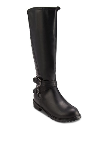 交esprit 童裝叉針扣飾紋理中筒靴, 女鞋, 鞋