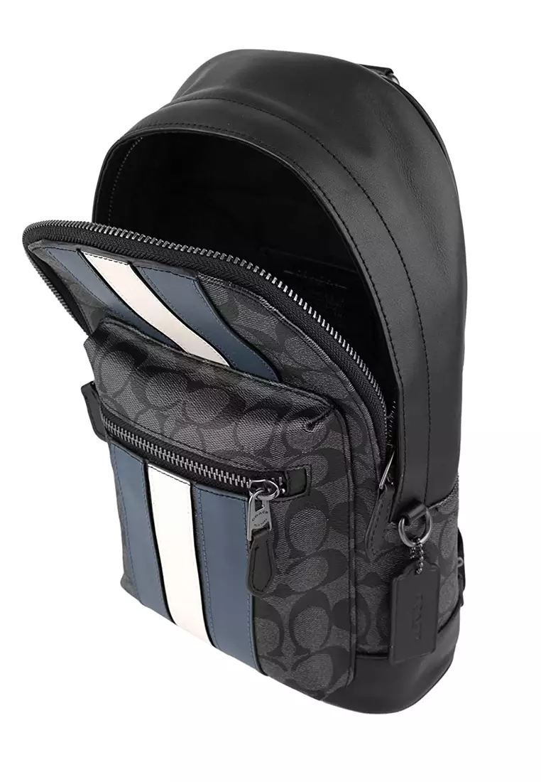 West backpack in signature sales canvas with varsity stripe