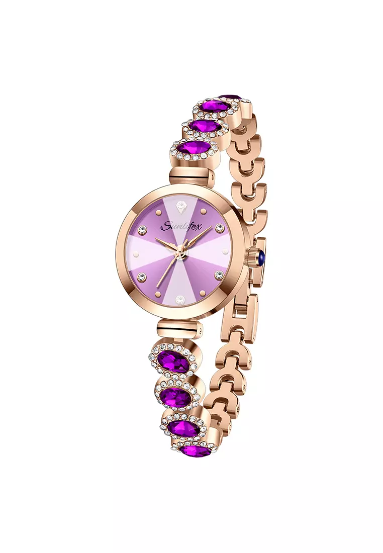 Jam Tangan Wanita Korea Elegan Tali Gelang Berlian Anti Air Jam Tangan Cewek Original rosepurple