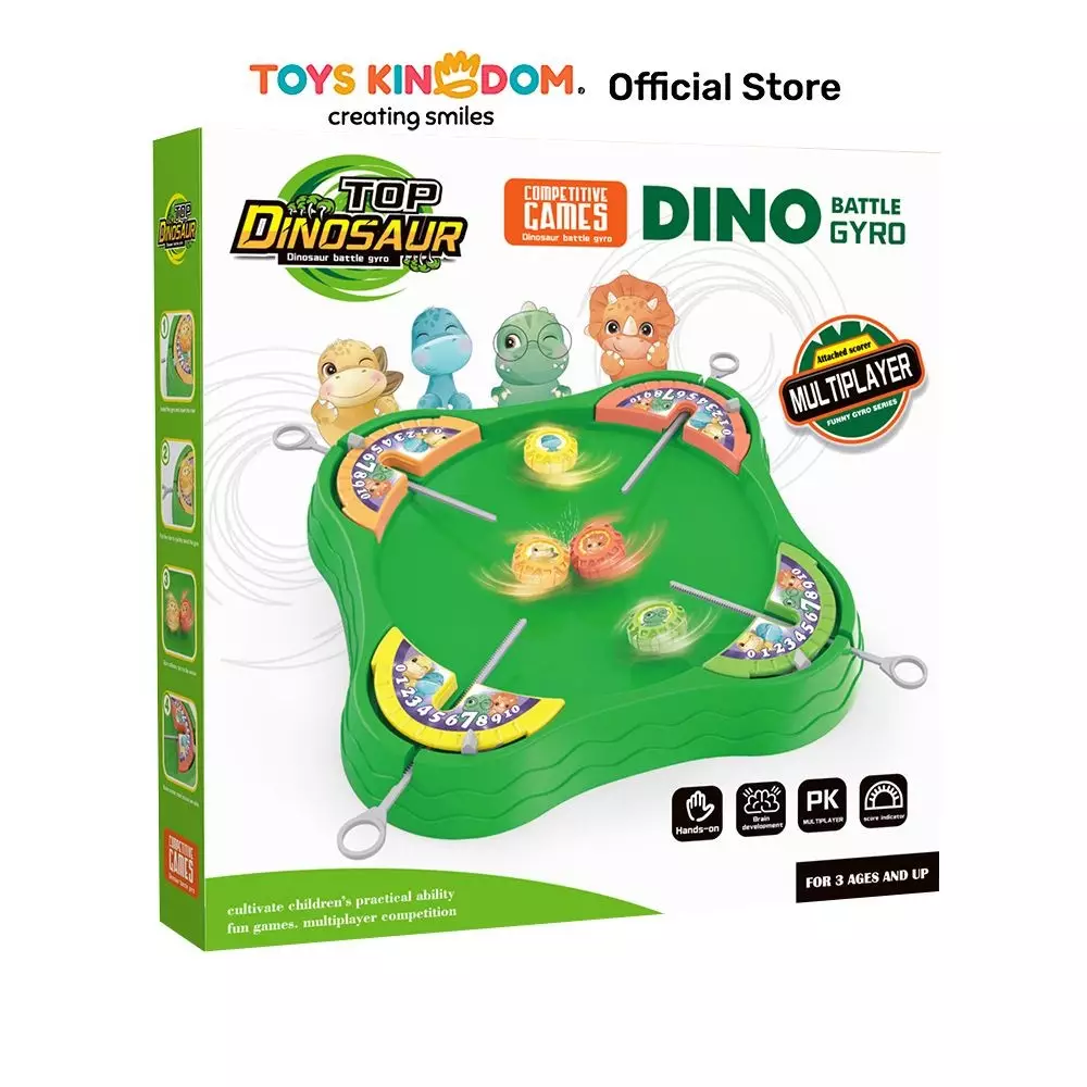 KIDDY FUN PLAYSET TOP DINOSAUR BATTLE GYRO MULTIPLAYER GAME - HIJAU