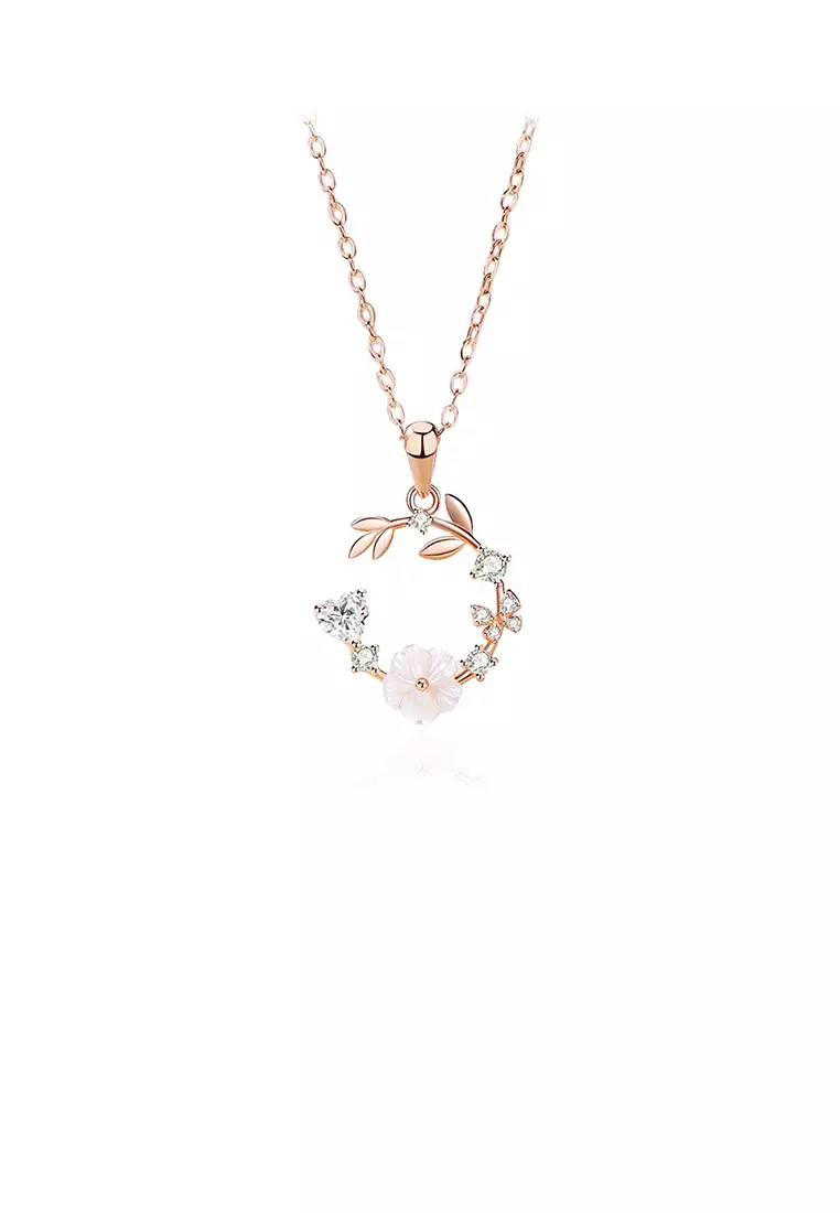 Gold necklace rose flower sale