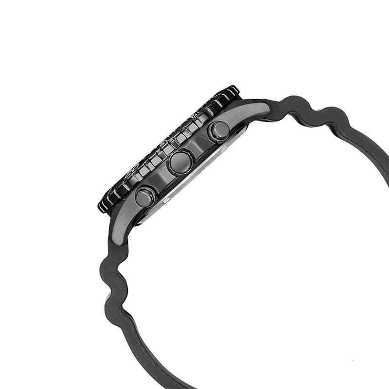 Jam Tangan Pria Citizen Eco Drive AT2567-18L Men Chronograph Light Blue Dial Black Rubber Strap