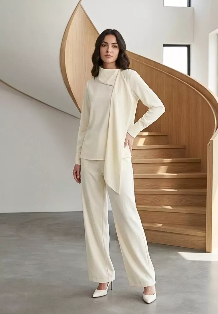 Vionette Signature Asymmetric Blouse in Butter Yellow And Purple By Brilliant Girl Warna KUNING