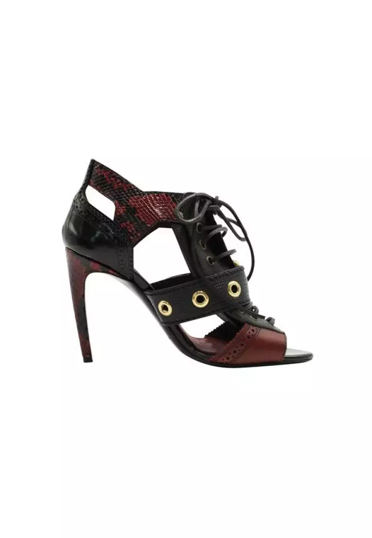 Burgundy top snakeskin heels