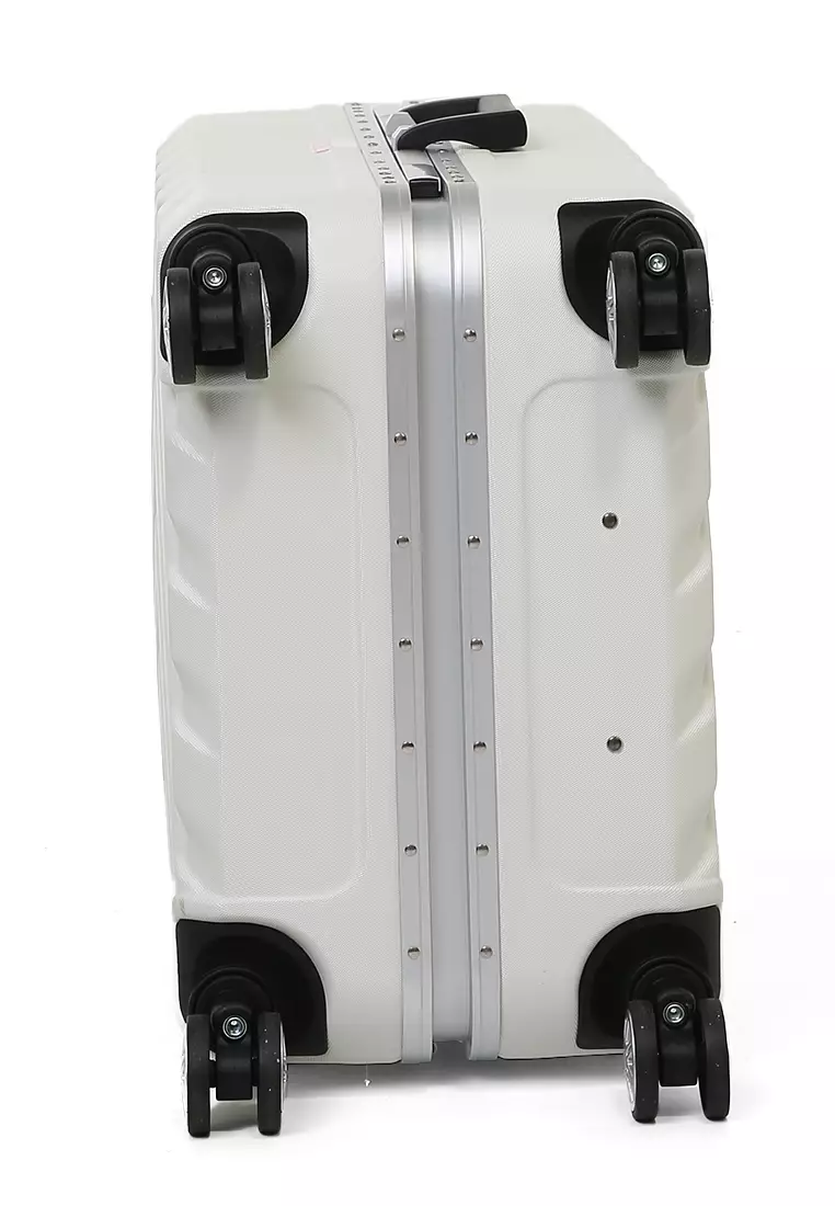 Pervaiz Koper Alumunium Frame Unisex Size 26 Inch TSA Lock System Suitcase Material Polycarbonate ORIGINAL - White