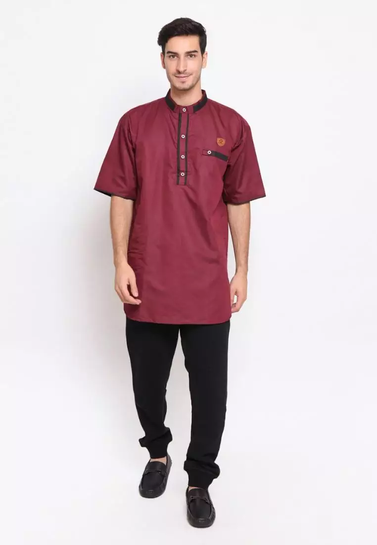 Zayidan Baju Koko Gamis Muslim Pria Izzul - Maroon