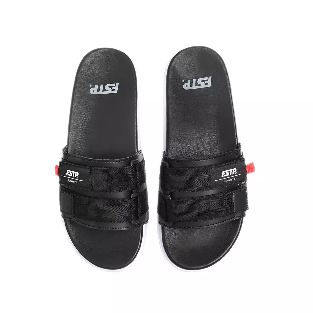 Stereo Black White Sandal Pria Slide