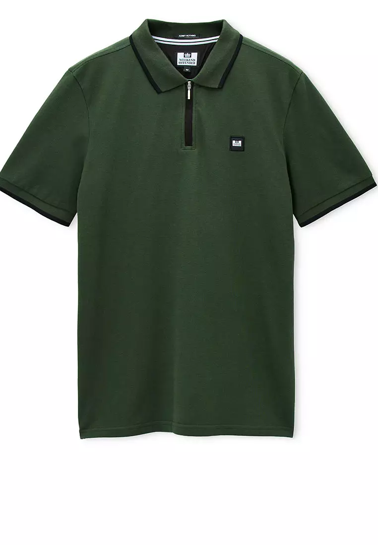 MENS BLACK FOREST/BLACK MONTI ZIP POLO WITH PARACHUTE DETAIL