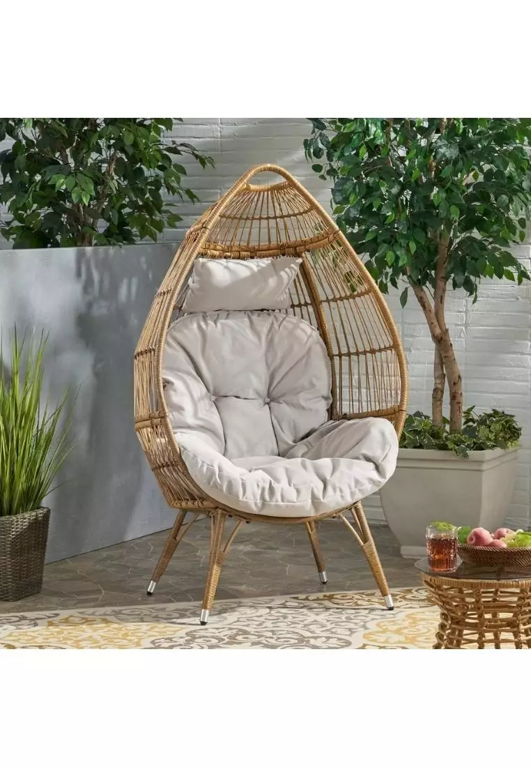 Buy FURNY MATTER Kabella Outdoor Wicker Teardrop Chair with Cushion