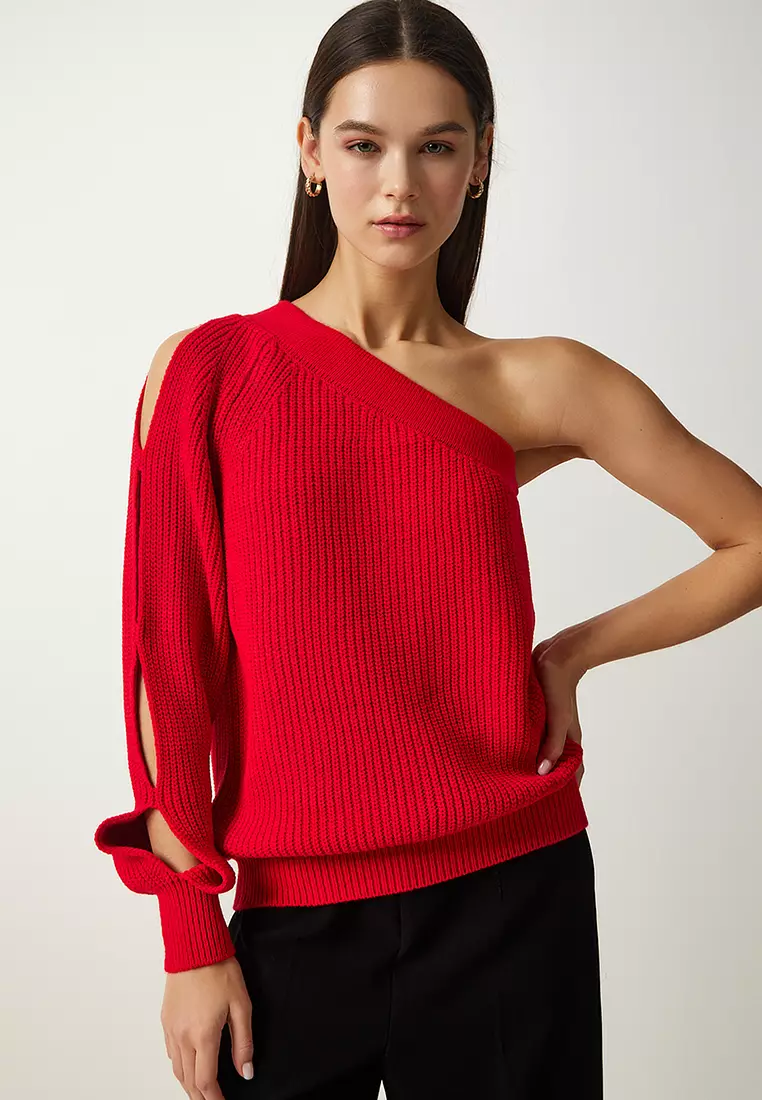 One shoulder knitted sweater sale