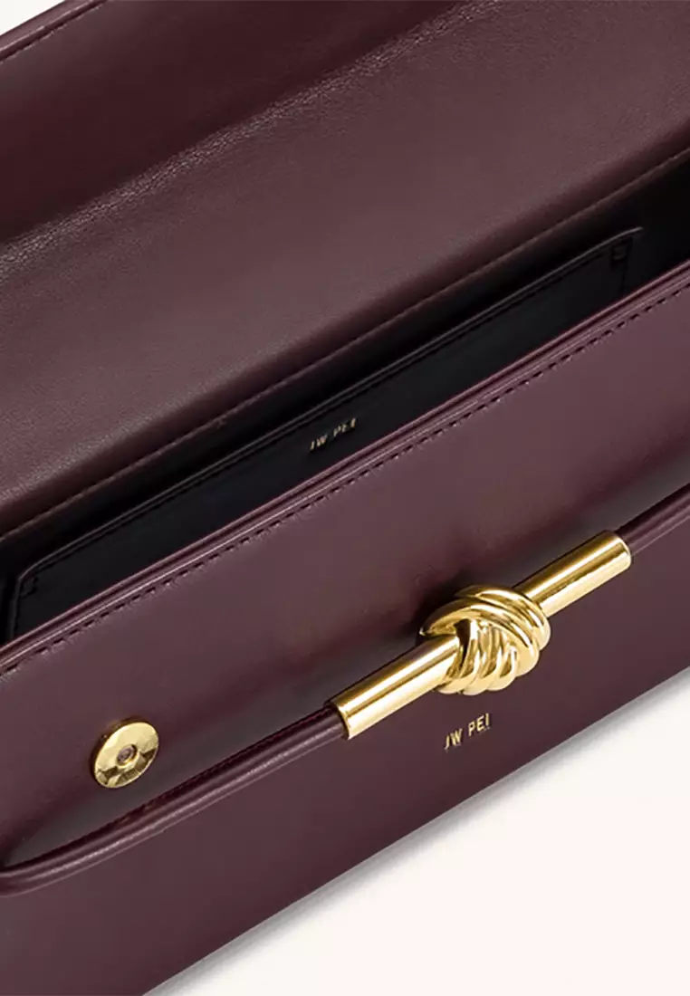 Lena Metal Rope Knot Top Handle Bag - Deep Claret