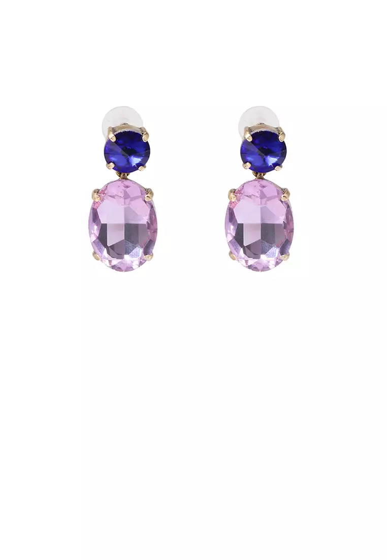 Buy Glamorousky Fashion and Simple Plated Gold Geometric Oval Stud