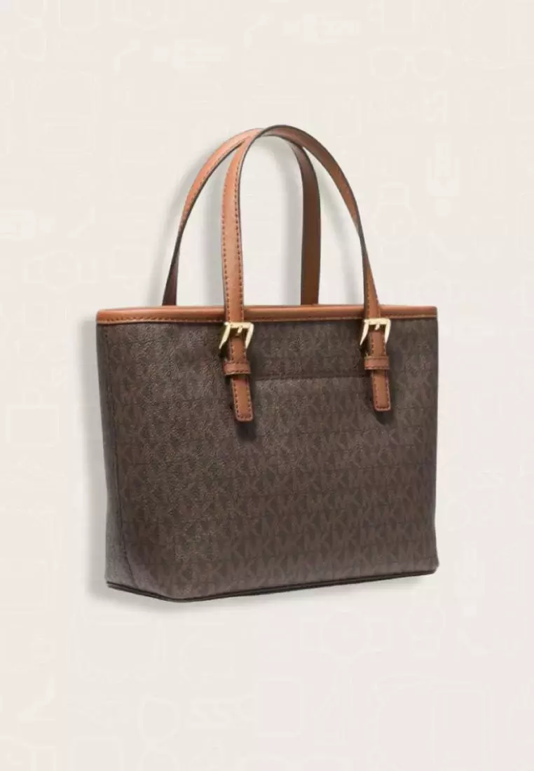 Michael Kors Jet Set Travel Extra-Small Logo Top-Zip Tote Bag Brown